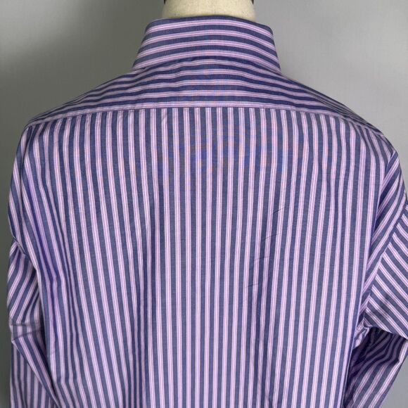 Saks Fifth Avenue Black Label XXL Long Sleeve Button Down Purple Striped 2/$50 - Picture 5 of 10